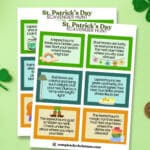 St. Patrick's Day Scavenger Hunt cards on a festive, green background.